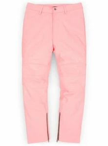 Pantalón de Cuero Para Hombre Cuero de Oveja Genuino Clásico Rosa Motocicleta Motociclista Jeans - Imagen 1 de 5