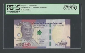 Nigeria 100 Naira 2014 P41 Commemorative Issue Uncirculated Graded 67 - Picture 1 of 2