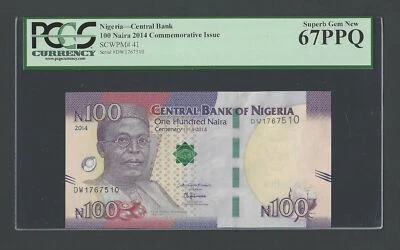 Nigeria 100 Naira 2014 P41 Commemorative Issue Uncirculated Graded 67 - Image 1 of 2
