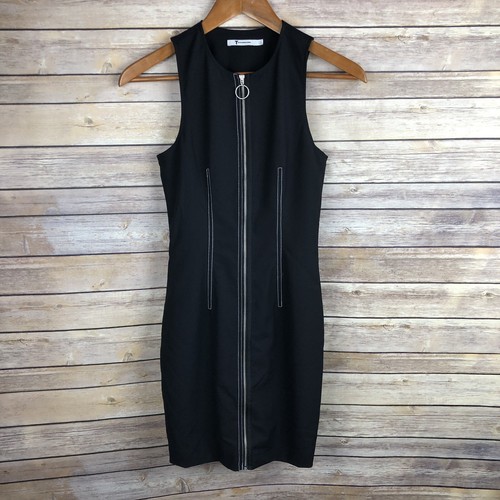 Abito da carriera T by Alexander Wang nero senza maniche tuta tecnica zip davanti taglia 0