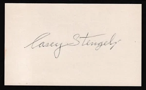 Casey Stengel, American Baseball Legend, Member Baseball HoF, signed index card - Picture 1 of 1