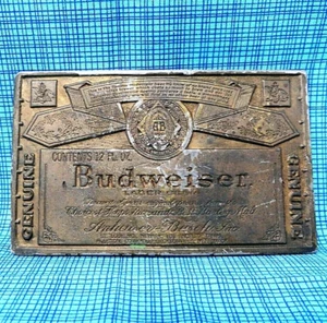 Budweiser Lager Beer Label Promo Belt Buckle 12 Oz Bottle Vintage 70s    .XTT183 - Picture 1 of 7