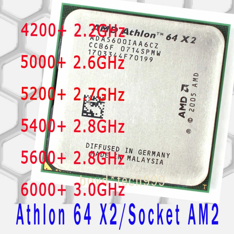 AMD Athlon 64 X2 4200+ 5000+ 5200+ 5400+ 5600+ 6000+ Socket AM2 CPU Processor - Image 1 of 1