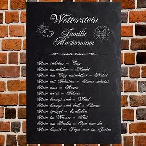Estación meteorológica Wetterstein placa meteorológica piedra de pizarra► su nombre + textos ◄ 50x25 cm - Imagen 1 de 2