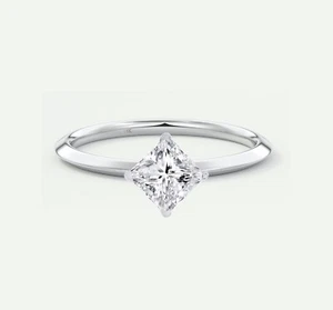 5/8 Ct Turned Princess F/VS Lab Created Grown Diamond Ring Solid 18K White Gold - Picture 1 of 1