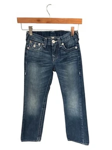 True Religion Boys Straight Leg Jeans Size 7 Medium Wash 100% Cotton Denim - Picture 1 of 10