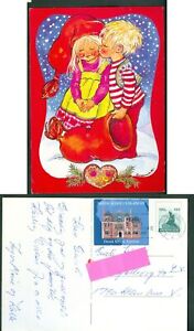 Denmark. Christmas Card.1989. Local Seal + 320 Ore. Girl, Boy In Santa Dress.