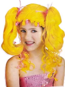 Halloween Girls Curly Blonde & Pink Pigtails Fairy Wig - Picture 1 of 1