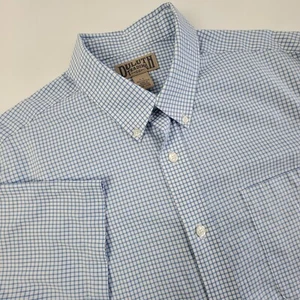 Duluth Trading Shirt  Wrinkle Fighter Relaxed Fit Mens LT Blue Check Pocket - Picture 1 of 7