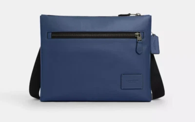 Bolso Bandolera Coach Para Hombre Azul Marino Profundo Cremallera Cuero de becerro Suave (CW449) -NUEVO CON ETIQUETAS Foto 1 de 4