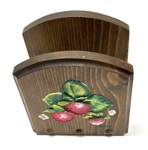 De colección Madera Pintada a Mano Fresas Firmada Portacartas País Farmhou - Imagen 1 de 17