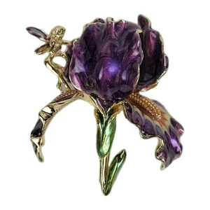 Kirks Folly Brooch Pin~Iris~Swirled Purple Gold~Fairy Pixie Sprite Mystical - Picture 1 of 12