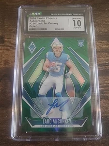 2024 Panini Phoenix Rookies Ladd McConkey #216 (RC) Auto /25 Green - Picture 1 of 3