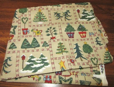 Tela de costura vintage primitiva árboles de Navidad pajarera telón de fondo tostado 63" x 45" Foto 1 de 3