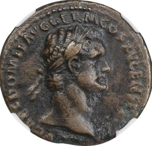 NGC VF Domitian 81-96 AD, AE As Bronze RARE Ancient Caesar Coin Roman Empire - Picture 1 of 6