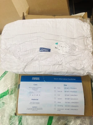 Edredón edredón alternativo acolchado NESTL inserción doble tamaño todas las estaciones blanco Foto 1 de 3