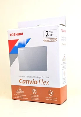 Toshiba Canvio Flex 2TB Portable External Hard Drive Silver - Image 1 of 4
