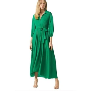 MISA Los Angeles Dress Size Medium Green Elise Maxi Shirt Dress - Picture 1 of 9