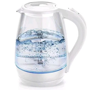 Electric Kettle Glass 1.7L Fast Boil Hot Water Auto Shut Off White - Picture 1 of 4