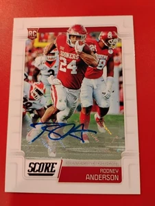 2019 Score Rookie Auto #340 Rodney Anderson Oklahoma Sooners Autograph Bangals - Foto 1 di 2