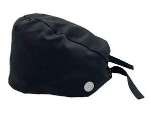 Handgefertigte schwarze Peelingkappe verstellbar zum Binden - geräumige Passform für lange Haare oder Zöpfe - Bild 1 von 7