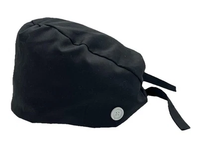 Handmade Black Scrub Cap Adjustable Tie Back – Roomy Fit for Long Hair or Braids - Image 1 of 4