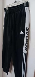 Adidas Logo Stripe Black Knit Pocket Pants Womens Small - Picture 1 of 3