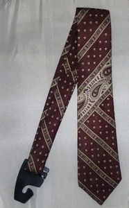YSL Yves Saint Laurent Paris New York Men's Silk Tie Vintage Rust Paisley Stripe - Picture 1 of 3