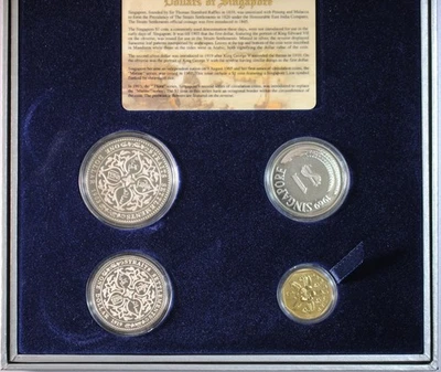 Juego de 4 monedas de dólares de Singapur, prueba y BU Foto 1 de 4