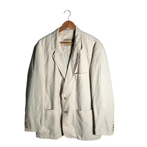 Camel Collection Blazer Men's Size 42 Beige Linen Casual Relaxed Fit Button up - Picture 1 of 15