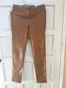Lauren Ralph Lauren Faux Leather Pull on Riding Pants Leggings Camel Tan Sz 6 - Picture 1 of 9