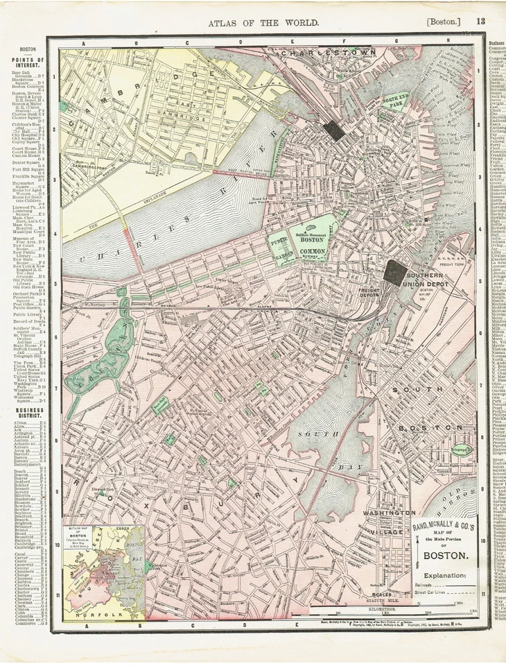Dated 1902 Antique Color Maps of  Boston and Rhode Island - Image 1 of 4