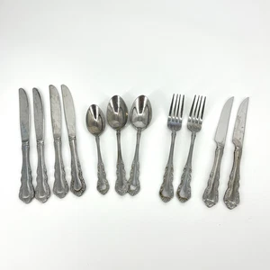 Reed & Barton Floral Tiara Flatware Set 11 Forks Spoons Steak Knives Korea - Picture 1 of 7