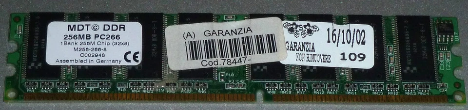 MEMORIA RAM MDT DDR 256 MB PC266 M256-266-8 PERFETTA 1 - Immagine 1 di 1