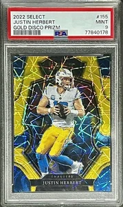 2022 Select Premier Level #155 GOLD PRIZM /10 Justin Herbert PSA 9 Mint Chargers - Bild 1 von 4
