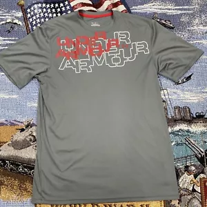 Under Armour Grey And Red Medium Headgear Short Sleeve Activewear T-Shirt - Picture 1 of 7