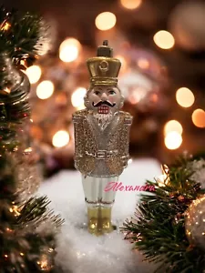 Set Of 3 Gold Silver Glitter Pink Nutcracker Ornaments Vintage Style Christmas - Picture 1 of 6