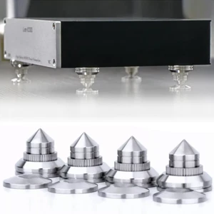 4 Stck. Verstellbar Edelstahl HIFI Lautsprecher Plattenspieler Isolierung Füße Spike Pads - Bild 1 von 9