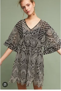 Anthropologie Akemi + Kin Damen 2 Brooke Ösen Swing Babydoll Boho Kleid schwarz - Bild 1 von 22