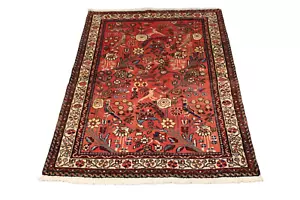 Authentic Traditional Birds Wool Pink Turkish 3 x 4 Red Hand Knotted Rug - Picture 1 of 4