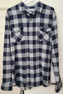 Camisa de franela a cuadros azul con botones en L Tallwoods para hombre - Imagen 1 de 5