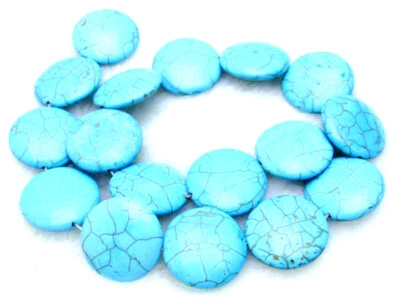 Moneda de 20 mm natural azul turquesa cuentas sueltas para hacer joyas hebras 15" Foto 1 de 4