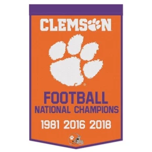 Clemson Tigers NCAA 24" x 38" Embroidered Wool National Champs Banner - Picture 1 of 1