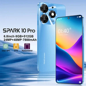 Global Spark 10 Pro Android Smartphone Unlocked 6.8" 24+48MP 8000mAh Dual SIM - Picture 1 of 26