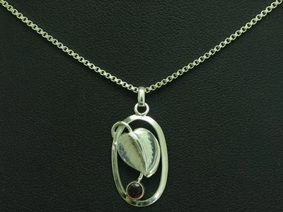 925 Argento Catena & 835 Ciondolo Con Pietra di Vetro Ricoperto/61,1cm/5,4g - Immagine 1 di 3