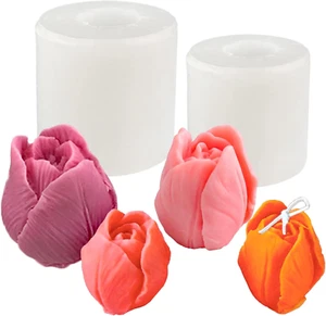 Confezione Da 2 Stampi in Silicone a Forma Di Tulipano per Candele E Sapone - Foto 1 di 12