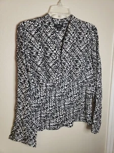 Alfani Black & White Blouse 100% Pure Silk Women sz 16 - Picture 1 of 4