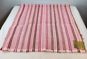 Vintage Hand Woven Rag Rug Pink Throw Scatter Kitchen Bathroom Hallway Rug/Mat - Picture 1 of 7