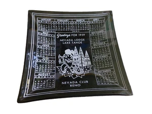 CALENDARIO PLACA VIDRIO VINTAGE NEVADA LODGE LAGO TAHOE NEVADA CLUB RENO 1959 - Imagen 1 de 3