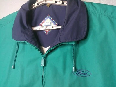 VTG Ford Jacket Mens XL Teal 80s Retro Lined Vented Almond Button Coat 90s Y2K - Image 1 of 4